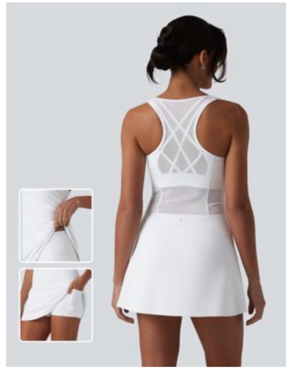 HALARA White Racerback Mesh Mini Dress